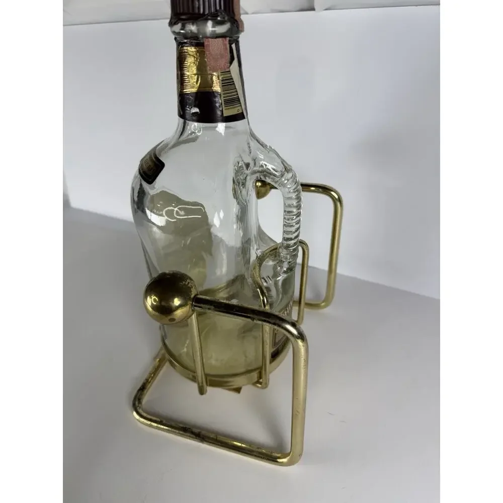 Vintage Chiva Regal Whiskey Tilt & Pour Bottle With Gold Cradle Mancave Decor